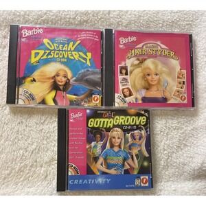 Barbie Games PC CD ROM Lot Of 3 Magic Hairstyler Girl Groove Ocean Discovery 90